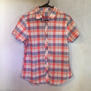 Womens Woolrich Short Sleeve Button Up Pink/blue M